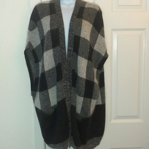 Banana Republic Buffalo Plaid Wool Mohair Blend Cardigan, XS/S - Picture 1 of 4